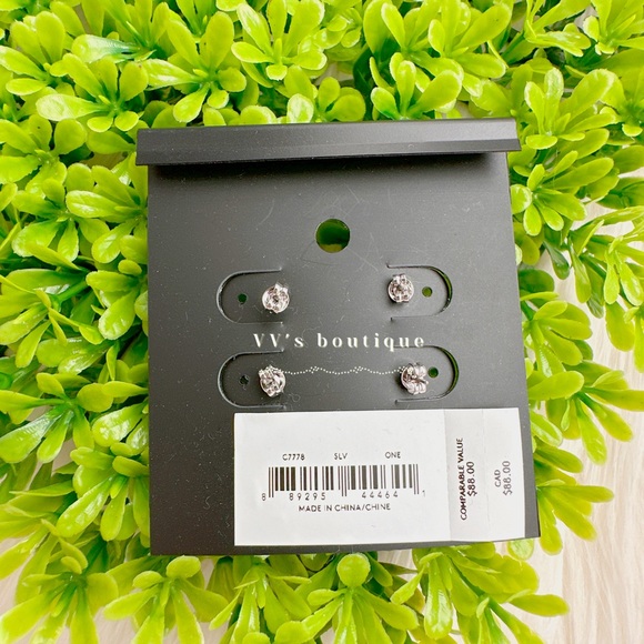 NWT Coach Signature And Pave Star Stud Earrings Set of 2 Silver C7778 RARE - Picture 2 of 3